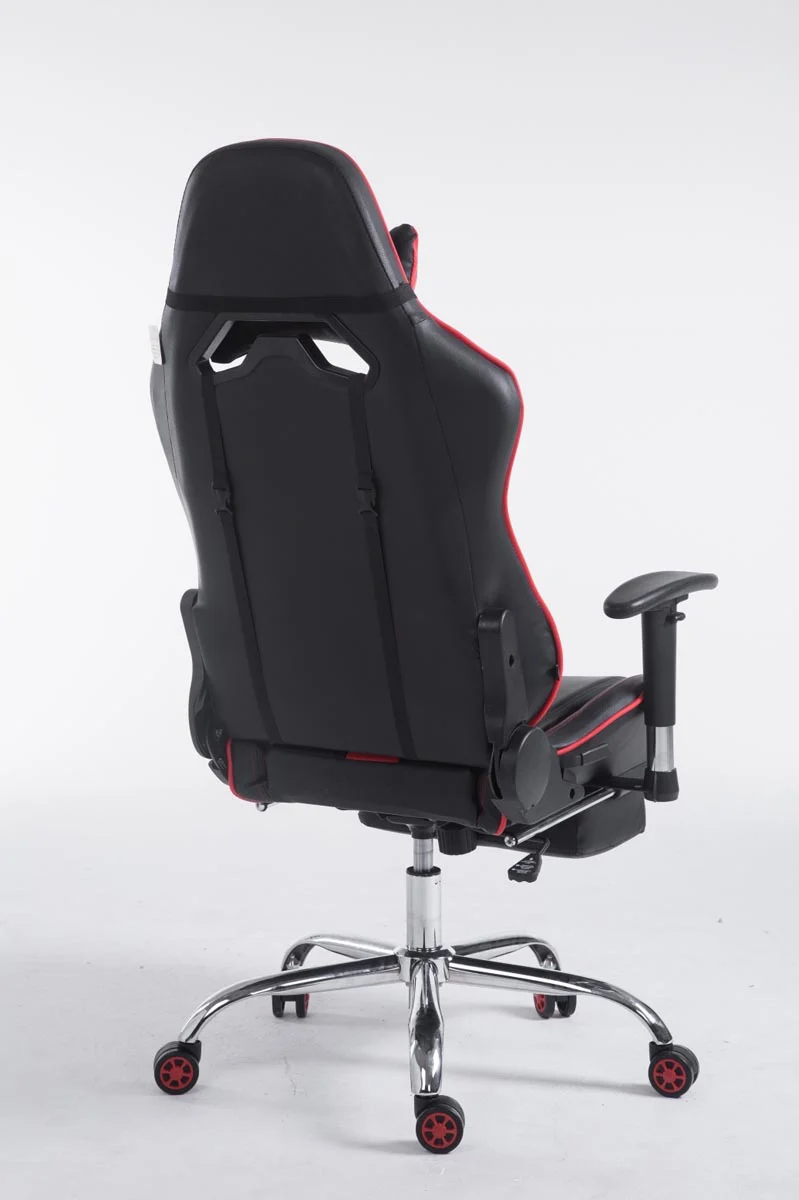 Fauteuil de bureau gamer avec repose-pieds extensible mécanisme de bascule en PVC noir / rouge 10_0002746