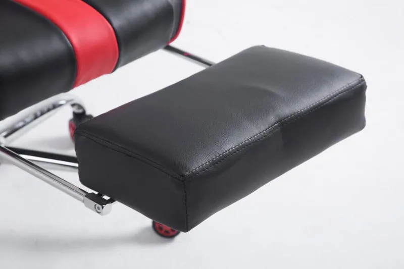 Fauteuil de bureau gamer avec repose-pieds extensible mécanisme de bascule en PVC noir / rouge 10_0002746