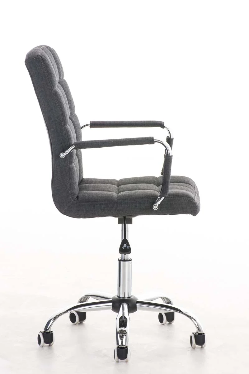 Chaise de bureau mécanisme d'inclinaison hauteur réglable en tissu gris et métal chromé 10_0002483
