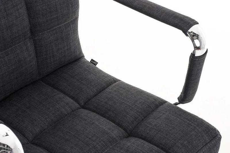 Chaise de bureau mécanisme d'inclinaison hauteur réglable en tissu gris et métal chromé 10_0002483