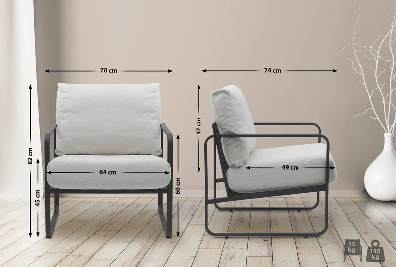 Fauteuil lounge design retro chic en tissu crème et cadre en métal noir mat 10_0002817