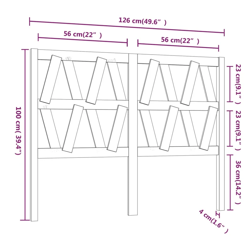 Tête de lit accessoire couchage chambre à coucher meuble 126 x 4 x 100 cm bois de pin blanc TDL0203919