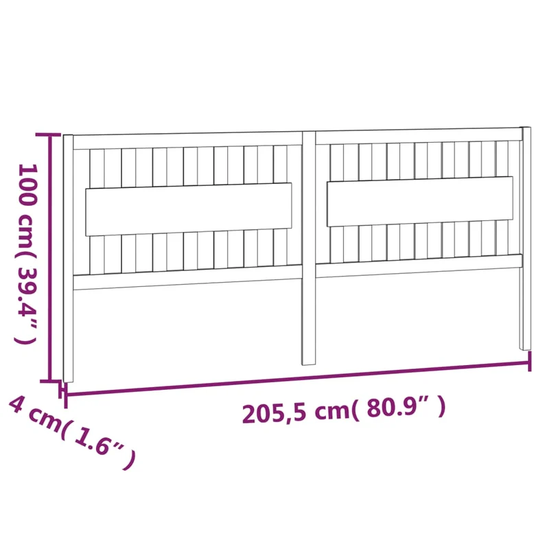 Tête de lit accessoire couchage chambre à coucher meuble 205,5 x 4 x 100 cm bois de pin blanc TDL0203731