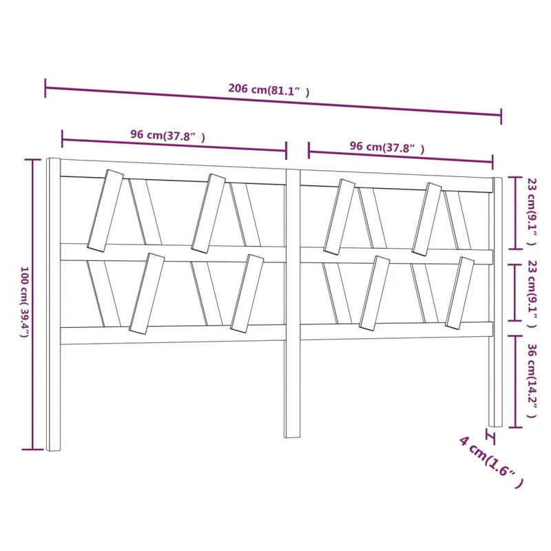 Tête de lit accessoire couchage chambre à coucher meuble 206 x 4 x 100 cm bois de pin blanc TDL0203719