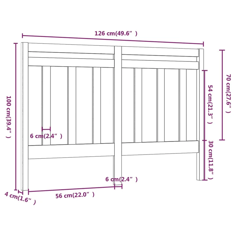 Tête de lit accessoire couchage chambre à coucher meuble 126 x 4 x 100 cm bois de pin massif TDL0206751