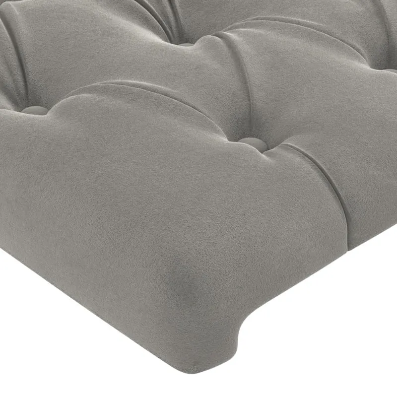 Tête de lit accessoire couchage chambre à coucher meuble capitonné avec rebord latéral 203 x 23 x 78/88 cm tissu velours gris clair TDL0205150