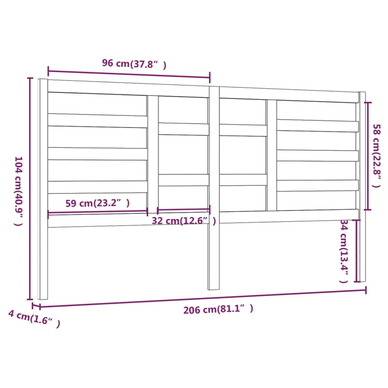 Tête de lit accessoire couchage chambre à coucher meuble 206 x 4 x 104 cm bois de pin blanc TDL0203712