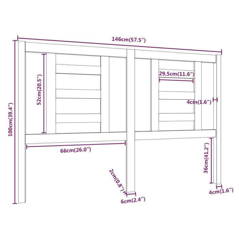 Tête de lit accessoire couchage chambre à coucher meuble 146 x 4 x 100 cm bois de pin massif TDL0206690