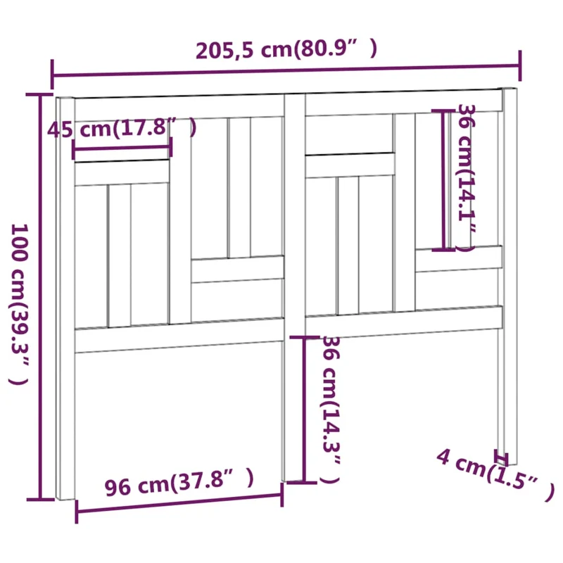 Tête de lit accessoire couchage chambre à coucher meuble 205,5 x 4 x 100 cm bois de pin blanc TDL0203733