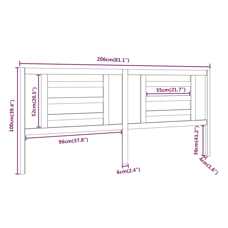 Tête de lit accessoire couchage chambre à coucher meuble 206 x 4 x 100 cm bois de pin blanc TDL0203729