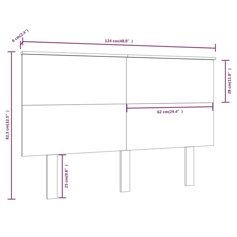 Tête de lit accessoire couchage chambre à coucher meuble 124 x 6 x 82,5 cm bois de pin blanc TDL0203932