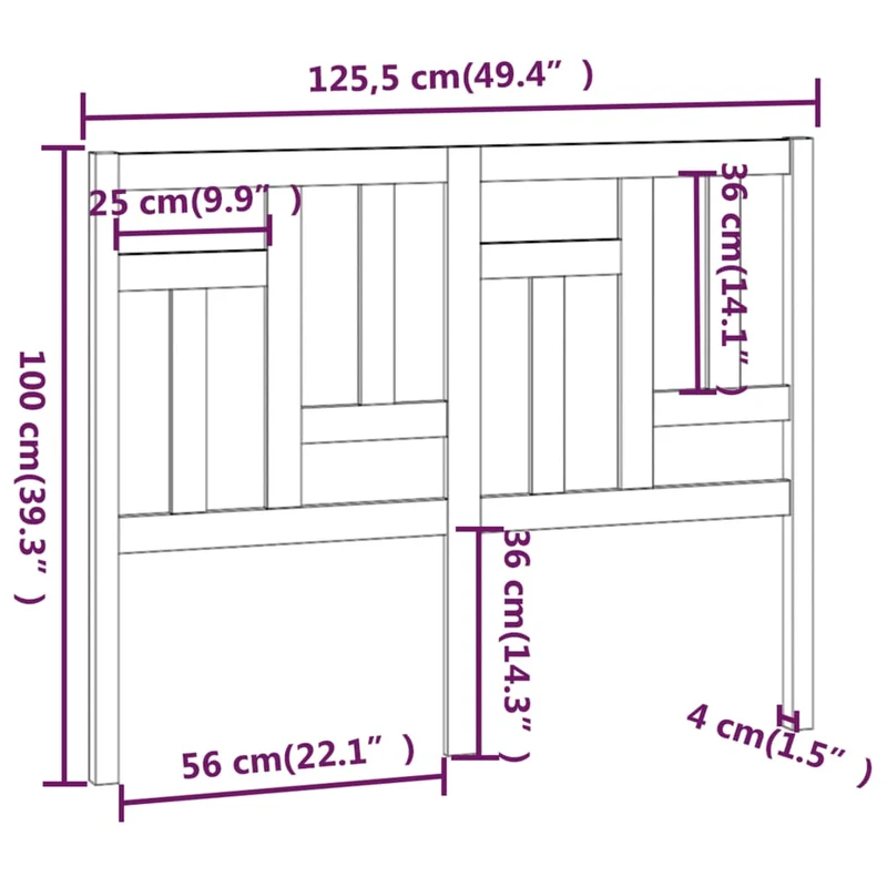 Tête de lit accessoire couchage chambre à coucher meuble 125,5 x 4 x 100 cm bois de pin blanc TDL0203929