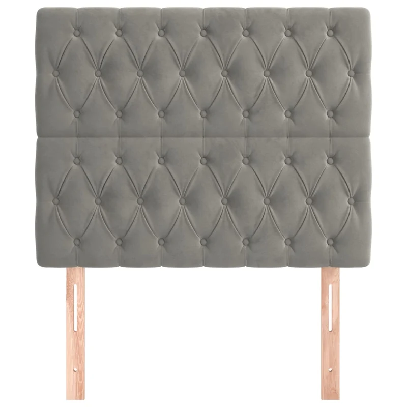 Tête de lit accessoire couchage chambre à coucher meuble capitonné 2 parties 100 x 7 x 78/88 cm tissu velours gris clair TDL0206436