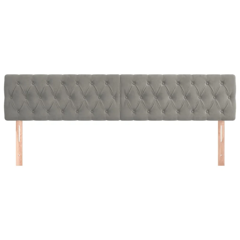 Tête de lit accessoire couchage chambre à coucher meuble capitonné 2 parties 100 x 7 x 78/88 cm tissu velours gris clair TDL0206435