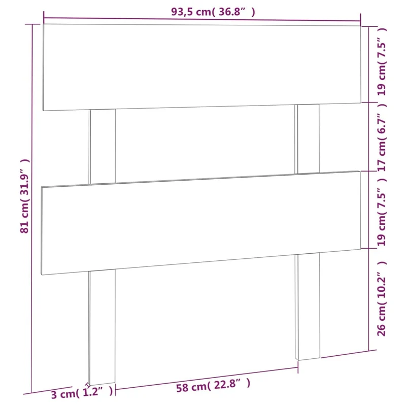 Tête de lit accessoire couchage chambre à coucher meuble 93,5 x 3 x 81 cm bois de pin massif TDL0205897