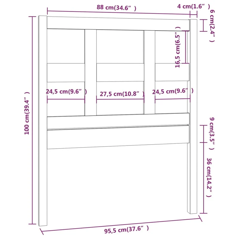Tête de lit accessoire couchage chambre à coucher meuble 95,5 x 4 x 100 cm bois de pin massif TDL0205890