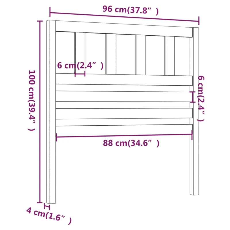 Tête de lit accessoire couchage chambre à coucher meuble 96 x 4 x 100 cm bois de pin massif TDL0205875