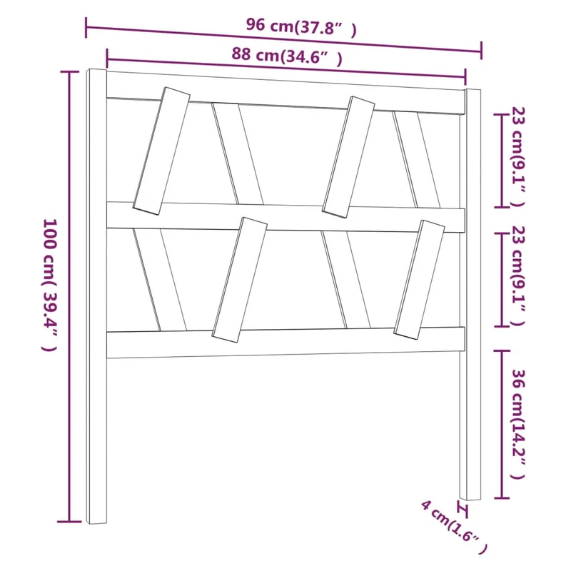 Tête de lit accessoire couchage chambre à coucher meuble 96 x 4 x 100 cm bois de pin massif TDL0205870