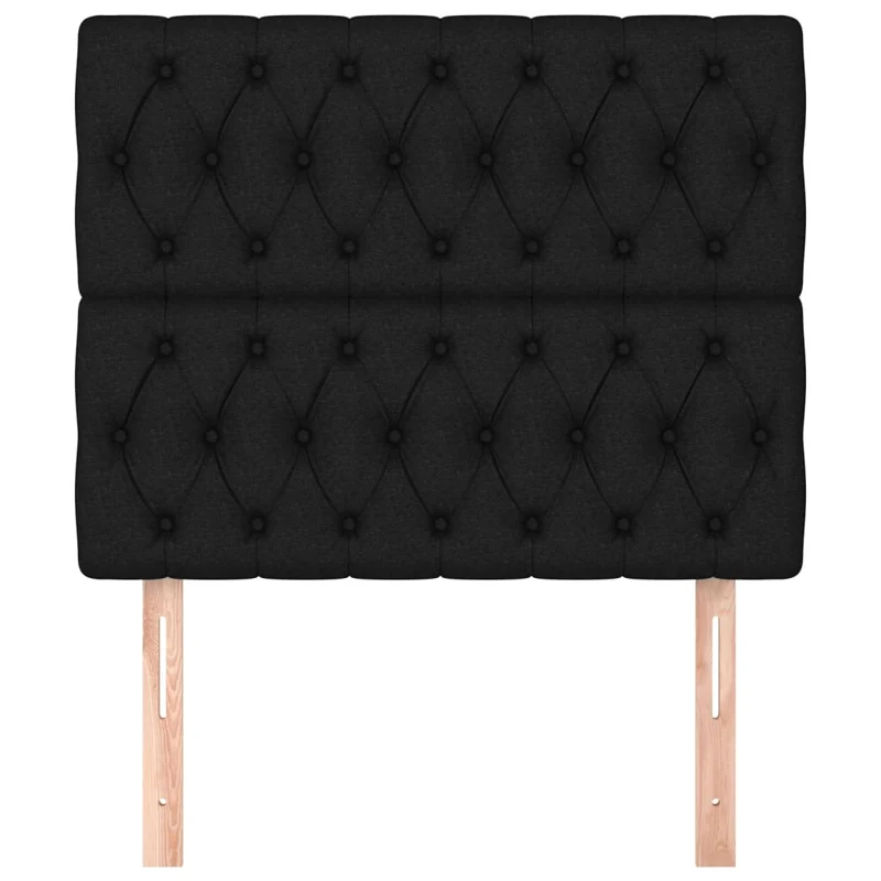 Tête de lit accessoire couchage chambre à coucher meuble capitonné 2 parties 100 x 7 x 78/88 cm tissu noir TDL0206265