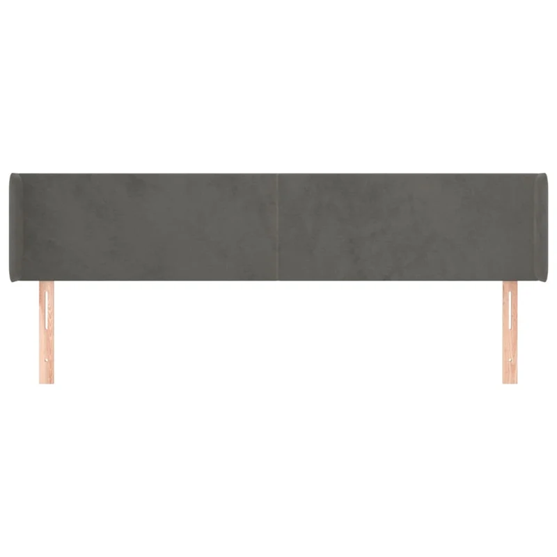 Tête de lit accessoire couchage chambre à coucher meuble avec rebord latéral 203 x 16 x 78/88 cm tissu velours gris foncé TDL0204937