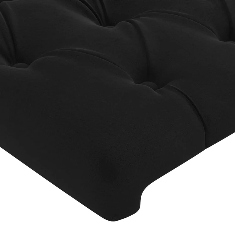 Tête de lit accessoire couchage chambre à coucher meuble capitonné avec rebord latéral 203 x 23 x 78/88 cm Tissu velours noir TDL0204473
