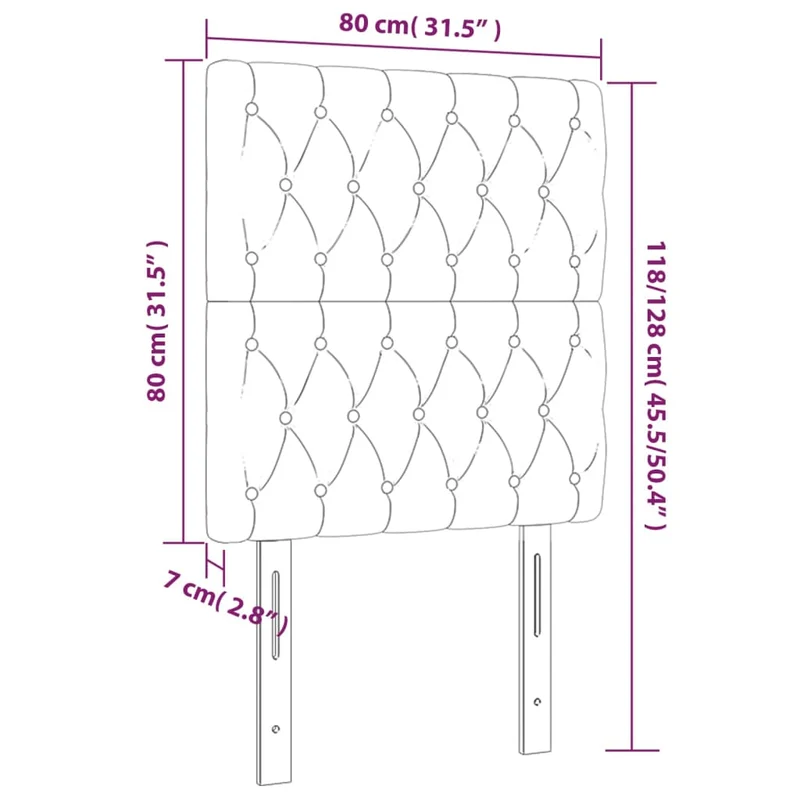 Tête de lit accessoire couchage chambre à coucher meuble capitonné 2 parties 80 x 7 x 78/88 cm tissu gris foncé TDL0206348