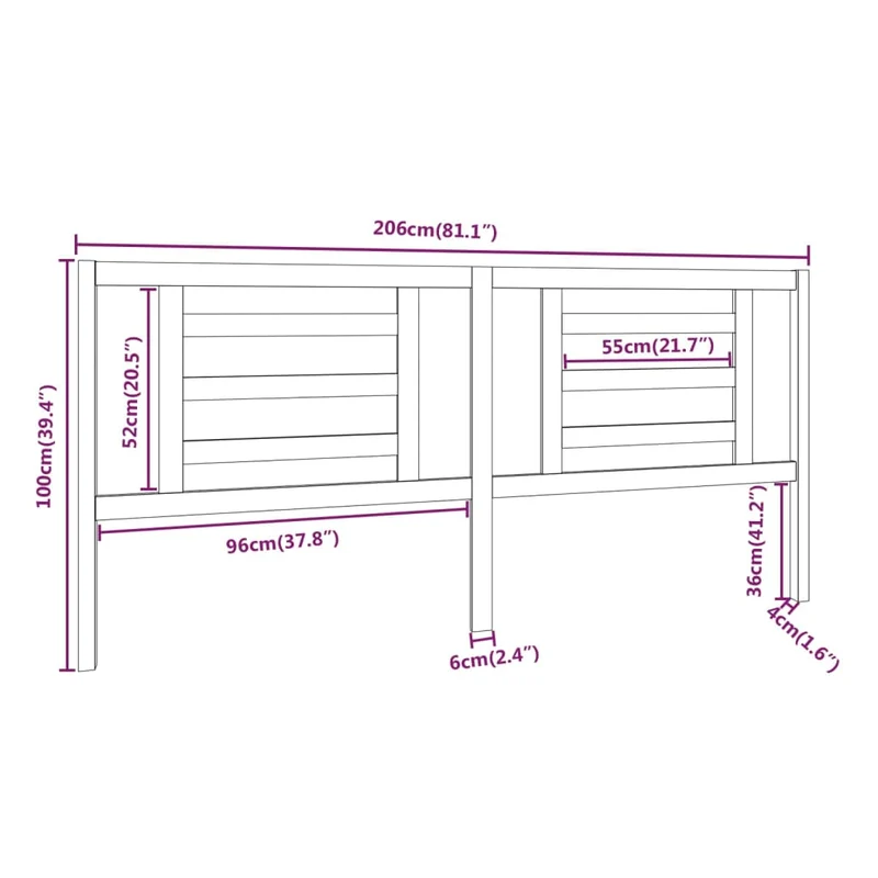 Tête de lit accessoire couchage chambre à coucher meuble 206 x 4 x 100 cm bois de pin massif TDL0206088