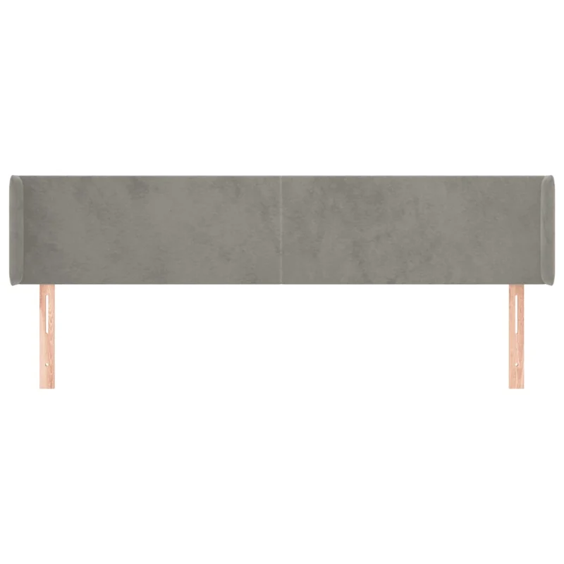 Tête de lit accessoire couchage chambre à coucher meuble avec rebord latéral 203 x 16 x 78/88 cm tissu velours gris clair TDL0205177