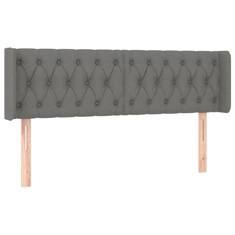 Tête de lit accessoire couchage chambre à coucher meuble capitonné avec rebord latéral 163 x 16 x 78/88 cm tissu gris foncé TDL0204982