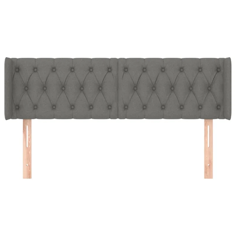 Tête de lit accessoire couchage chambre à coucher meuble capitonné avec rebord latéral 163 x 16 x 78/88 cm tissu gris foncé TDL0204982
