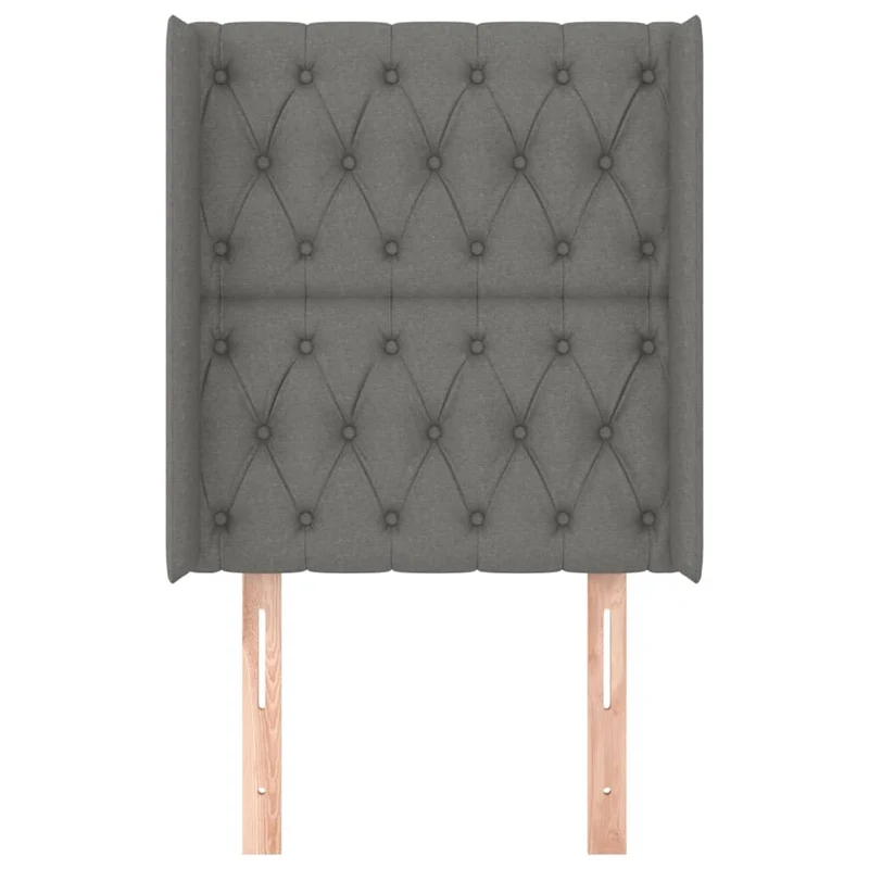 Tête de lit accessoire couchage chambre à coucher meuble capitonné avec rebord latéral 83 x 16 x 118/128 cm tissu gris foncé TDL0204910