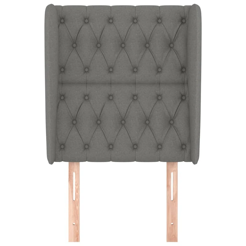 Tête de lit accessoire couchage chambre à coucher meuble capitonné avec rebord latéral 83 x 23 x 118/128 cm tissu gris foncé TDL0204893