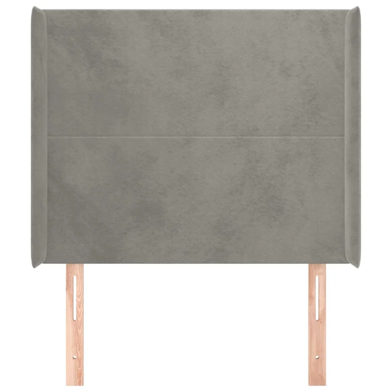 Tête de lit accessoire couchage chambre à coucher meuble avec rebord latéral 103 x 16 x 118/128 cm tissu velours gris clair TDL0205316