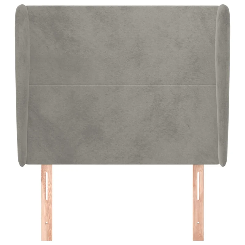 Tête de lit accessoire couchage chambre à coucher meuble avec rebord latéral 103 x 23 x 118/128 cm tissu velours gris clair TDL0205289