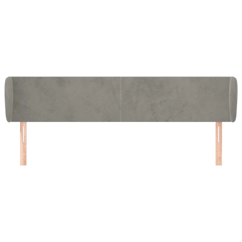 Tête de lit accessoire couchage chambre à coucher meuble avec rebord latéral 203 x 23 x 78/88 cm tissu velours gris clair TDL0205155