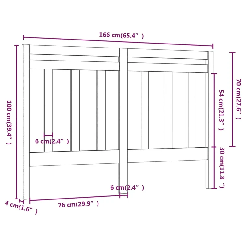 Tête de lit accessoire couchage chambre à coucher meuble 166 x 4 x 100 cm bois de pin massif TDL0206625