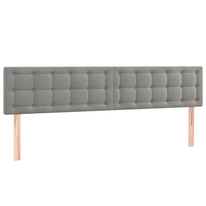 Tête de lit accessoire couchage chambre à coucher meuble capitonné 2 parties 100 x 5 x 78/88 cm tissu velours gris clair TDL0206444