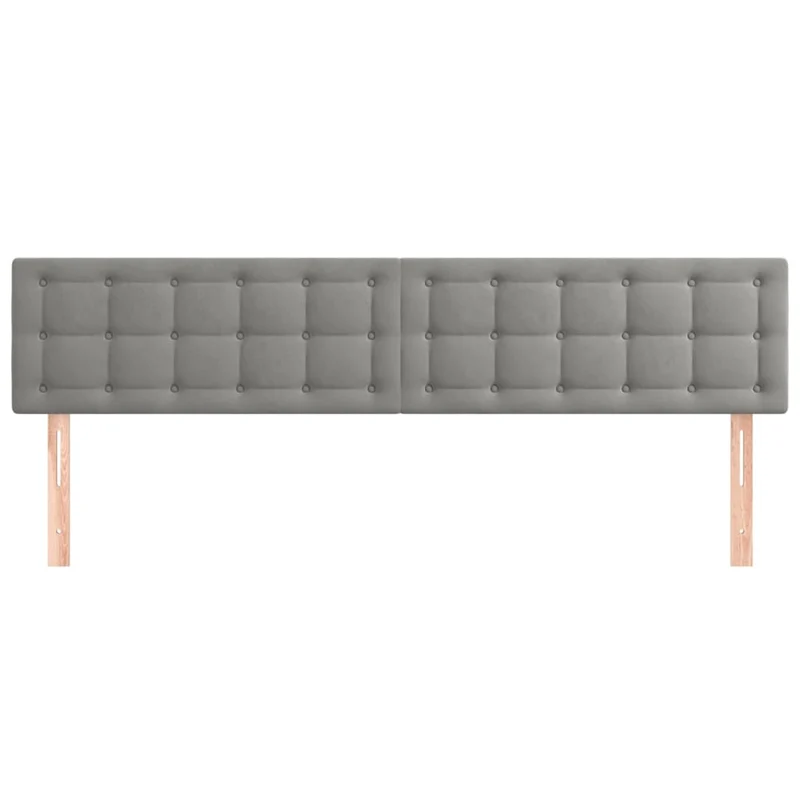 Tête de lit accessoire couchage chambre à coucher meuble capitonné 2 parties 100 x 5 x 78/88 cm tissu velours gris clair TDL0206444