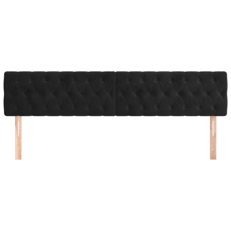 Tête de lit accessoire couchage chambre à coucher meuble capitonné 2 parties 100 x 7 x 78/88 cm tissu velours noir TDL0206263