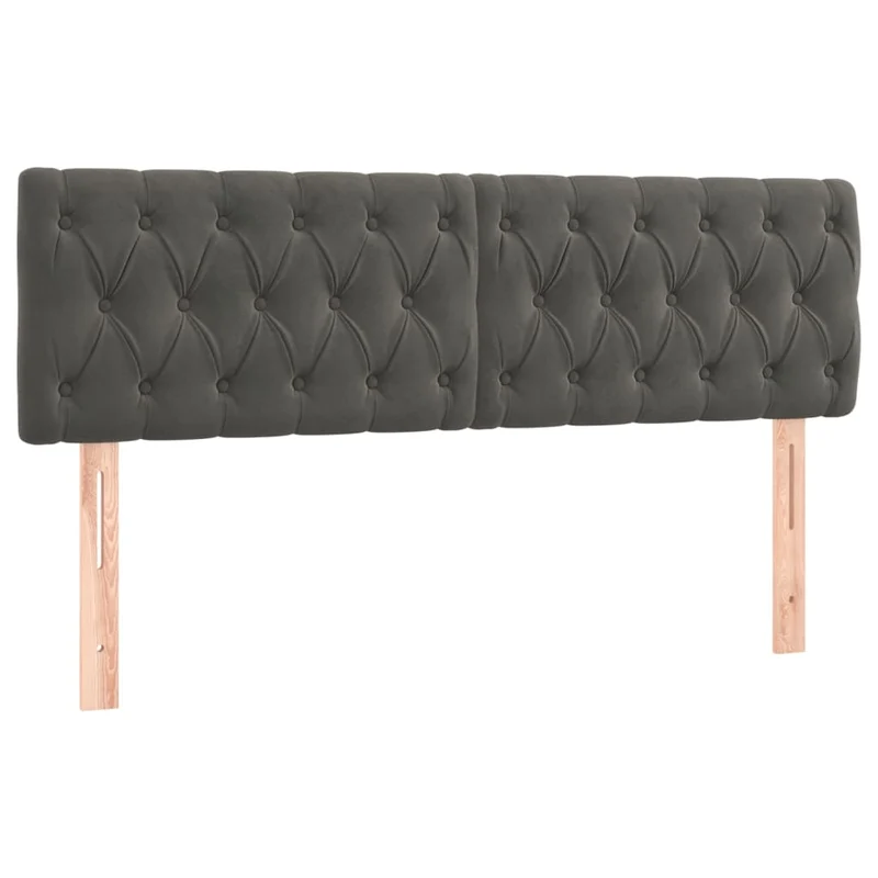 Tête de lit accessoire couchage chambre à coucher meuble capitonné 2 parties 80 x 7 x 78/88 cm tissu velours gris foncé TDL0206346