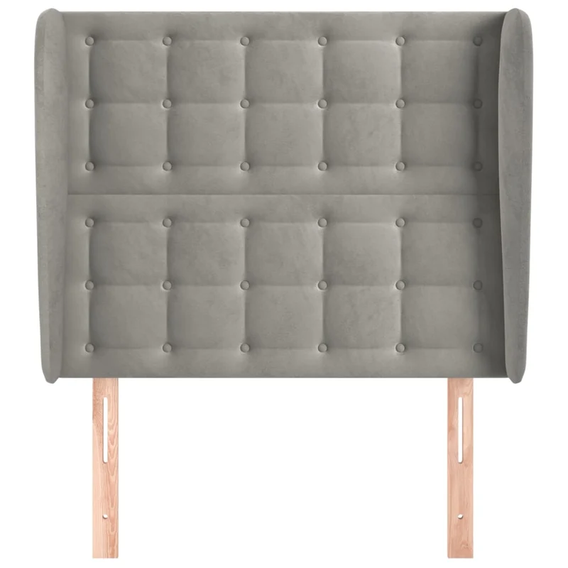 Tête de lit accessoire couchage chambre à coucher meuble capitonné avec rebord latéral 103 x 23 x 118/128 cm tissu velours gris clair TDL0205295