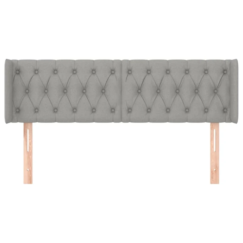 Tête de lit accessoire couchage chambre à coucher meuble capitonné avec rebord latéral 163 x 16 x 78/88 cm tissu gris clair TDL0205226