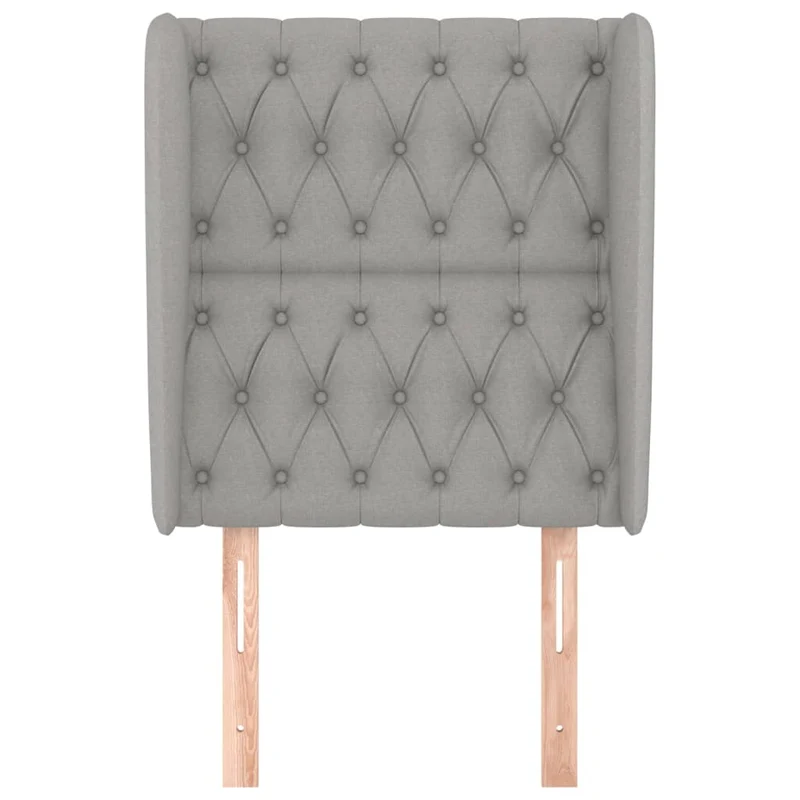 Tête de lit accessoire couchage chambre à coucher meuble capitonné avec rebord latéral 83 x 23 x 118/128 cm tissu gris clair TDL0205128