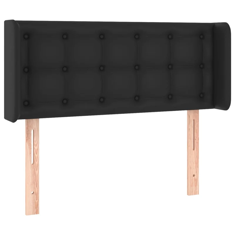 Tête de lit accessoire couchage chambre à coucher meuble capitonné avec rebord latéral 93 x 16 x 78/88 cm synthétique noir TDL0204408