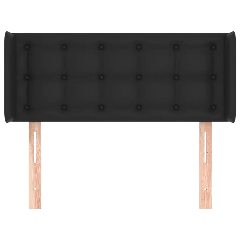 Tête de lit accessoire couchage chambre à coucher meuble capitonné avec rebord latéral 93 x 16 x 78/88 cm synthétique noir TDL0204408
