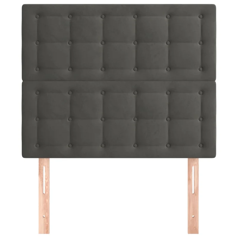 Tête de lit accessoire couchage chambre à coucher meuble capitonné 2 parties 100 x 5 x 78/88 cm tissu velours gris foncé TDL0206383