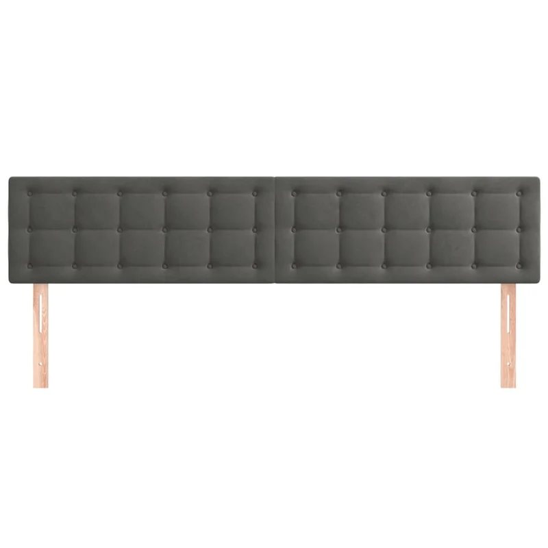 Tête de lit accessoire couchage chambre à coucher meuble capitonné 2 parties 100 x 5 x 78/88 cm tissu velours gris foncé TDL0206375