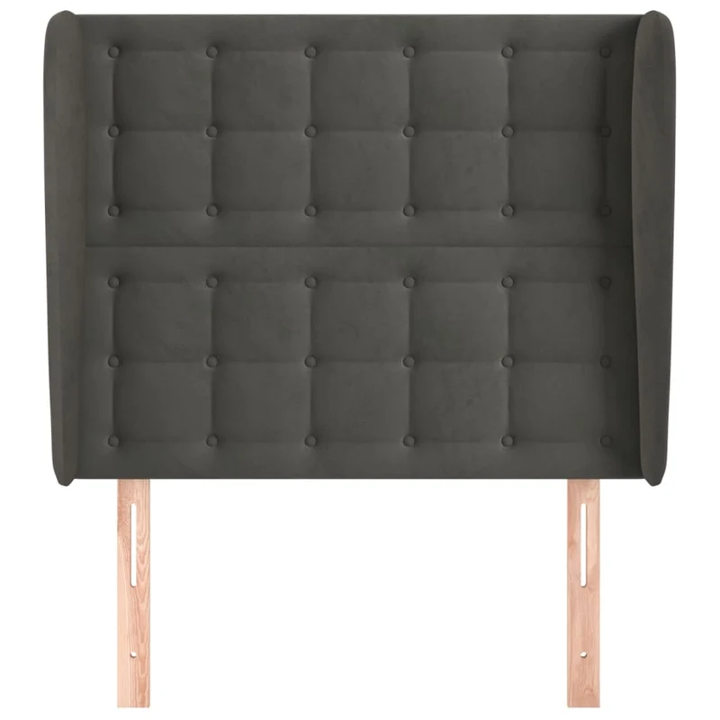 Tête de lit accessoire couchage chambre à coucher meuble capitonné avec rebord latéral 103 x 23 x 118/128 cm tissu velours gris foncé TDL0205044