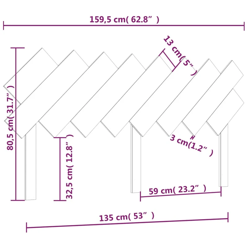 Tête de lit accessoire couchage chambre à coucher meuble 159,5 x 3 x 80,5 cm bois de pin blanc TDL0203814