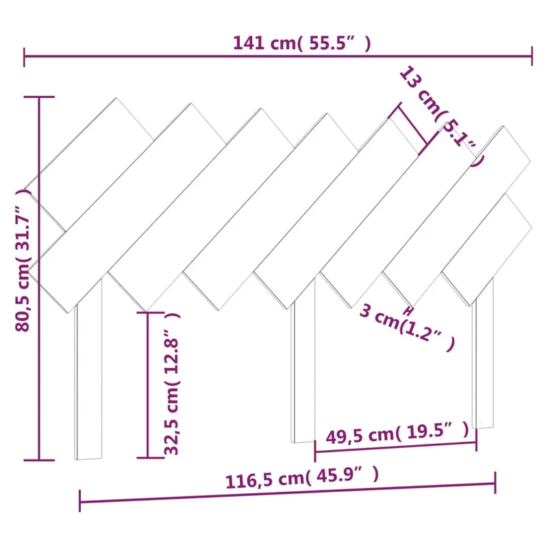 Tête de lit accessoire couchage chambre à coucher meuble 141 x 3 x 80,5 cm bois de pin blanc TDL0203892